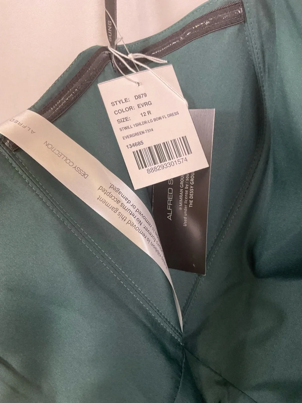 ALFRED SUNG Emerald Green Spaghetti Strap Maxi Gown - Picture 4 of 5